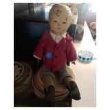 VINTAGE BOY DOLL WITH A TIN HEAD , MOVEABLE EYES
