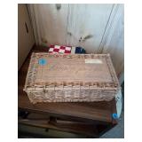 BASKET OF PLAYING CARDS AND RANDOM ITEMS