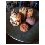VARIETY OF PUMPKINS, CERAMIC AND PLASTIC
