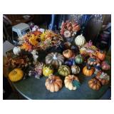 VARIETY OF FALL DECORATIONS  - WREATH, PUMPKINS,