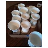 BOX OF MILK GLASS GLASSES AND GOBLETS