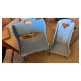 BLUE WOODEN LOVE SEAT AND CHAIR FOR DOLLS