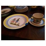 QUIMPER POTTERY FROM FRANCE,  CUP SAUCER AND A