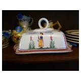 QUIMPER POTTERY FROM FRANCE 
COVERED BUTTER DISH