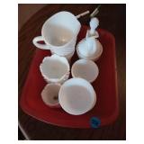 SMALL BOX OF MILK GLASS