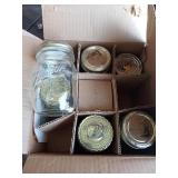 THREE MASON JARS WITH LIDSAND TWO RANDOM JARS