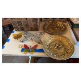 VINTAGE METAL WALL HANGINGS AND BUTTERFLIES