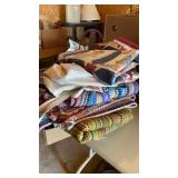 BOX OF RUGS , BAGS AND BEAR BANNER