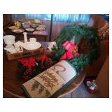 APPROXIMATELY 24" CHRISTMAS WREATH, RUGS AND A