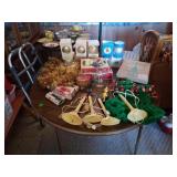 VINTAGE LIGHTED CANDLES,  GLASS TREE ORNAMENTS,