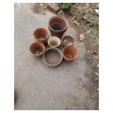 7 CLAY FLOWER POTS