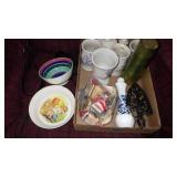 GLASSWARE, TRIVET, COLLECTABLE MATCH BOOKS