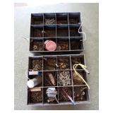 TWO PLASTIC BINS WITH MISCELLANEOUS HARDWARE