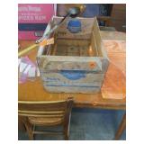 VINTAGE LADLE,  WOOD CRATE