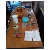 DEPRESSION GLASS PITCHER, COOKIE STAMP, VINTAGE