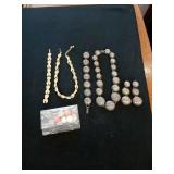 TWO COSTUME JEWELRY SETS AND SCARF CLIPS