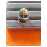 MANS MULTI STONE RING, SILVER