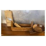 KRAUT CUTTER, VINTAGE CHILDS TOOL BOX, WOODEN