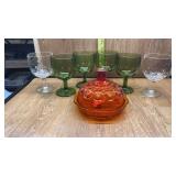 CARNIVAL DISH WITH LID, 6 MUGS