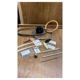 VINTAGE NEEDLES, PIN CUSHIONS,  HOOPS AND TATTING