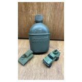 G I JOE CANTEEN AND MATCH BOOK MILITARY VEHICLES