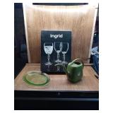 SIX NEW INGRID LEAD GLASS GOBLETS GREEN