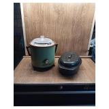 SMALL ENAMEL ROAST PAN AND CROCK POT
