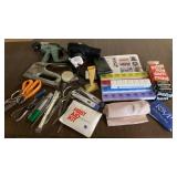 STAPLERS, SCISSORS, AND MANY BATHROOM ITEMS