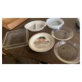 GLASBAKE CASSEROLE DISHES, PYREX SQUARE CASSEROLE