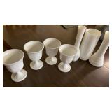 MILK GLASS GRAPE DESIGNED GOBLETS AND VARIETY OF