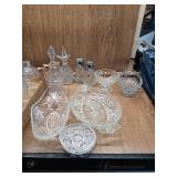 SEVERAL PIECES OF ETCHED CLEAR GLASS WARE