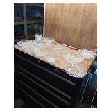 SEVERAL CLEAR ETCHED GLASS WARES