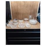 CLEAR ETCHED GLASS WARE AND CANDY DISH