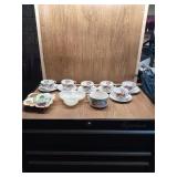 6 TEA CUPS AND SAUCERS AND MISC