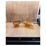 2 GOLD GLASS DISPLAY ITEMS