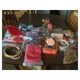 VARIOUS LACE, PIN CUSHIONS,  CRAFT ITEMS