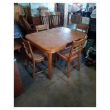 LIGHT WOOD COLORED TABLE, 4 CHAIRS