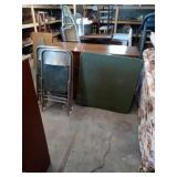 CARD TABLE AND 4 MATCHING CHAIRS