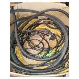 SMALL BOX OF ELECTRICAL CORDS