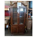 SMALL LIGHTED CHINA HUTCH WITH GLASS SHELVES