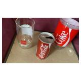COCA-COLA GLASSES AND 1975 COCA-COLA CAN FROM