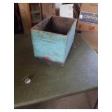 VINTAGE WOOD BOX ON 3 WHEELS