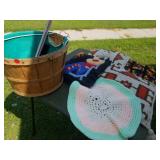 BASKET,  THROW PILLOWS,  MISCELLANOUS ITEMS