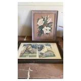 2 VINTAGE PICTURES, HORSES AND FLOWERS