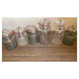 6 VINTAGE CANNING JARS