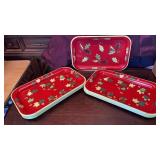 SET OF 12 RED/ LEAF TRAYS