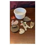 VINTAGE COOKIE CUTTERS AND MIXING BOWL AND