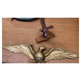 WOODEN EAGLE MADE IN OKETO KS AND METAL ONE