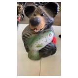 7 IN WOODEN BEAR WITH FISH