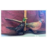 2 PHEASANTS- 1 HAND PAINTED AND FEATHERED AND 1